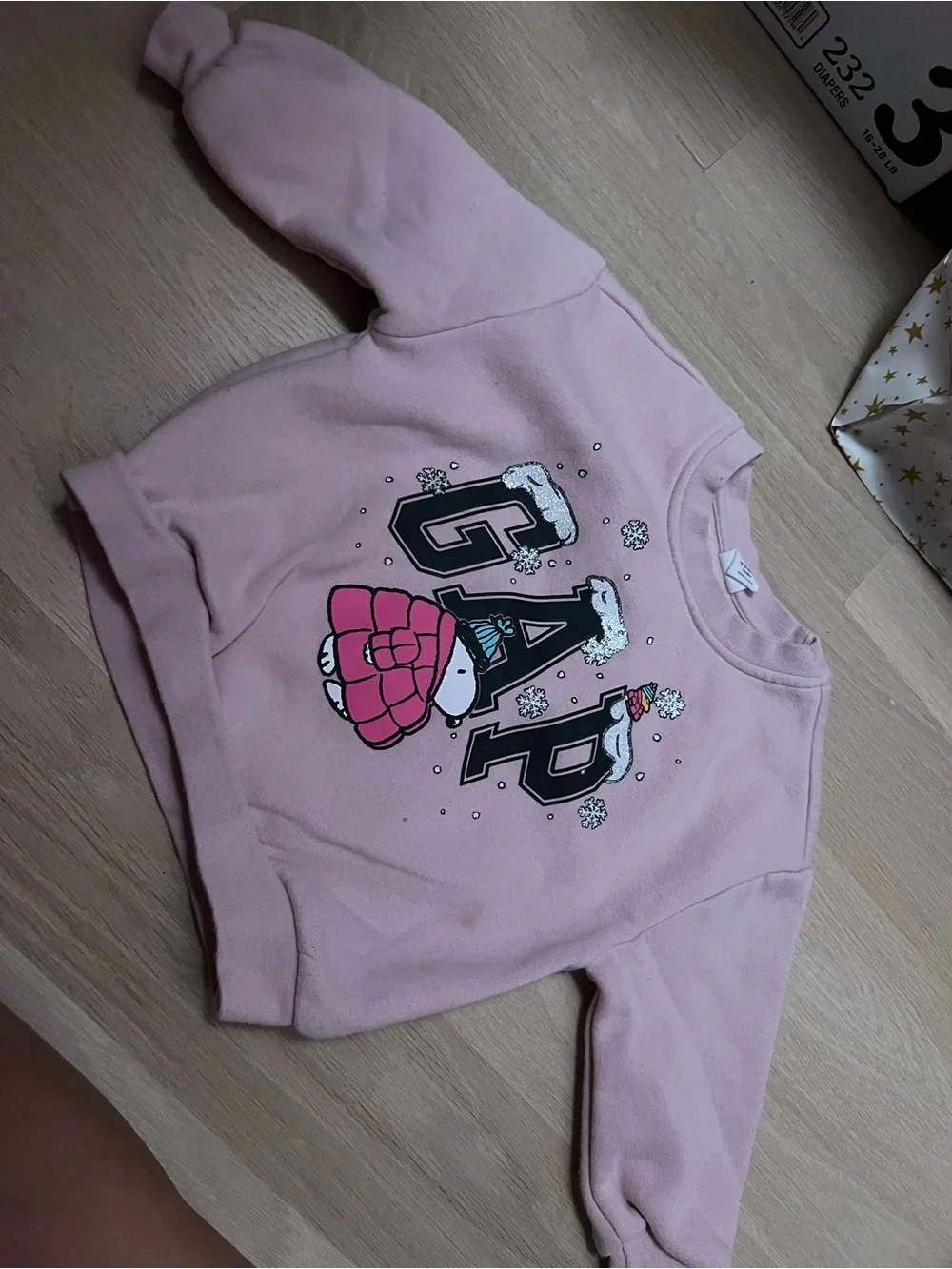 GAP Pink Girls Crewneck Sweatshirt with Winter Graphic